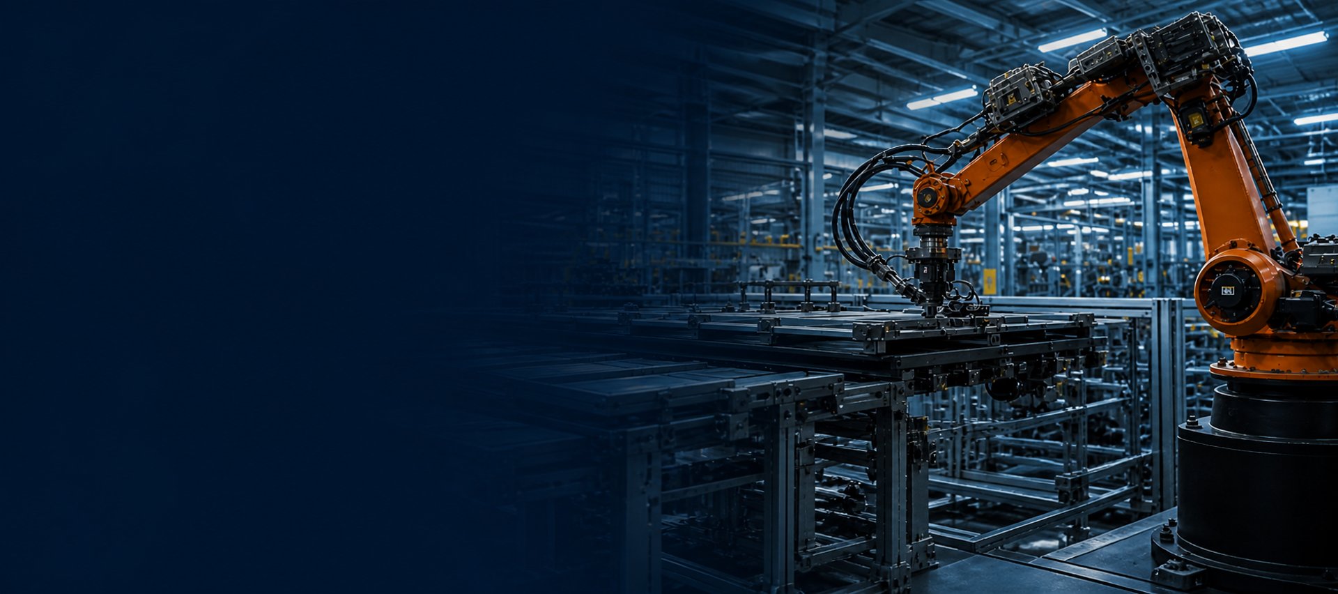 Industrial automation machinery inside a modern manufacturing facility